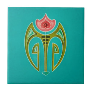 Art Nouveau Vintage Design Feature Tile in 2 Sizes