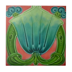 Art Nouveau Vintage Design Feature Tile in 2 Sizes