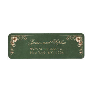 Art Nouveau Vintage Emerald Wedding Address Label