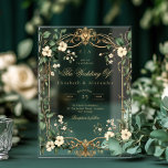 Art Nouveau Vintage Floral Green and gold Wedding Acrylic Invitations<br><div class="desc">For an enhanced presentation,  we recommend layering the invitation over a deep emerald green card background — the rich colour brings out the gold tones and adds a dramatic,  elegant effect that will truly captivate your guests.
Art Nouveau Vintage Floral Green and gold Wedding Acrylic Invitations
Matching items available.</div>