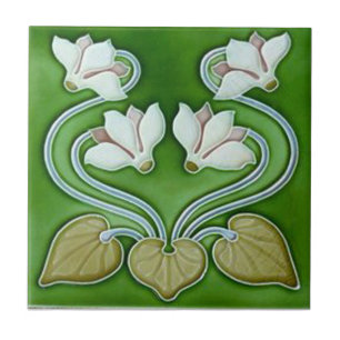 Art Nouveau Vintage Flowers Tile