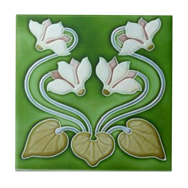 Art Nouveau Vintage Flowers Tile (Front)