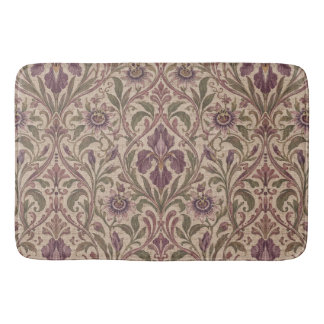 Art Nouveau vintage Iris & Passionflower Damask Bath Mat