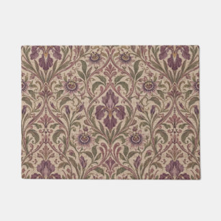 Art Nouveau vintage Iris & Passionflower Damask Doormat