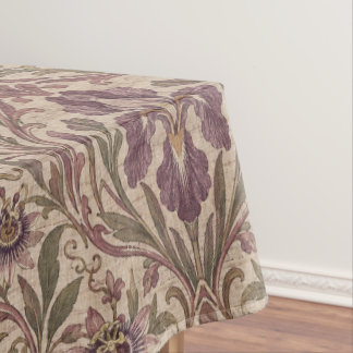 Art Nouveau vintage Iris & Passionflower Damask Tablecloth