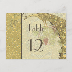Art Nouveau Vintage Peacock Table Number Card