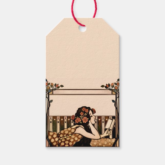 Art Nouveau Vintage reader Gift Tags (Front)