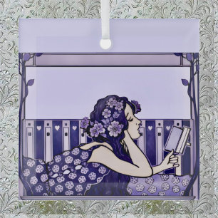 Art Nouveau Vintage reader Glass Tree Decoration