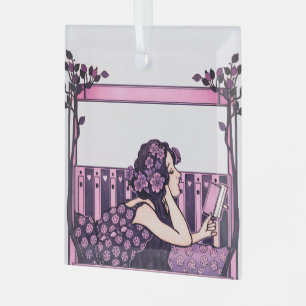 Art Nouveau Vintage reader Glass Tree Decoration