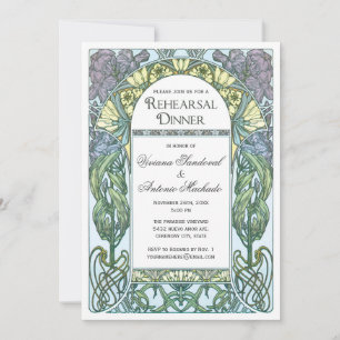 Art Nouveau Vintage Rehearsal Dinner Invitations
