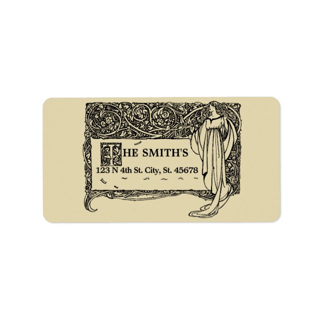 Art Nouveau Vintage Rose Bush Border Label (Front)