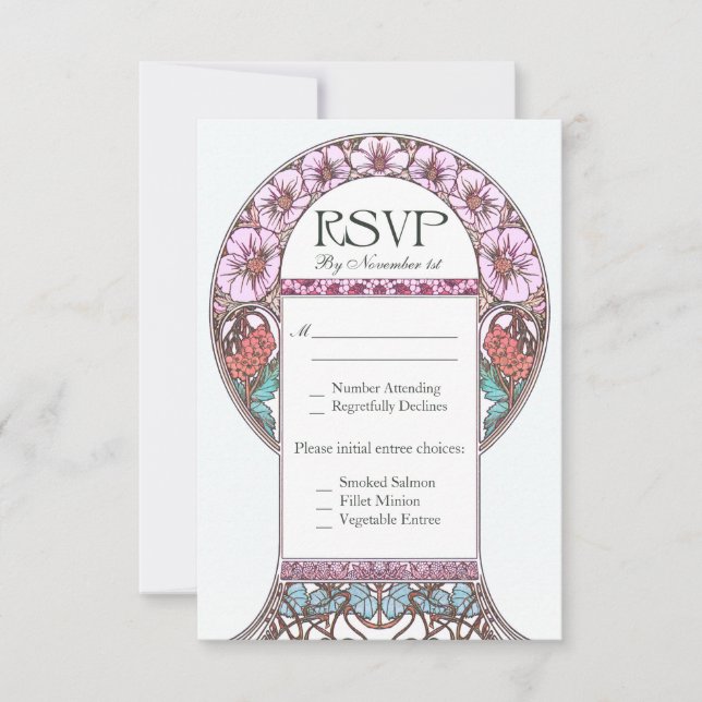 Art Nouveau Vintage RSVP Wedding Cards (Front)