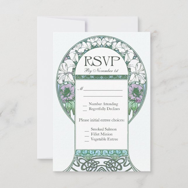 Art Nouveau Vintage RSVP Wedding Cards (Front)