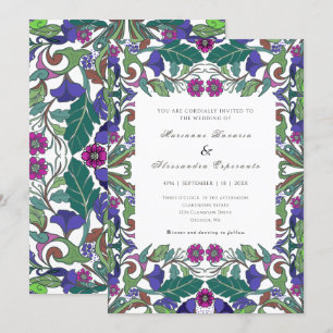  Art Nouveau vintage style floral wedding Invitation