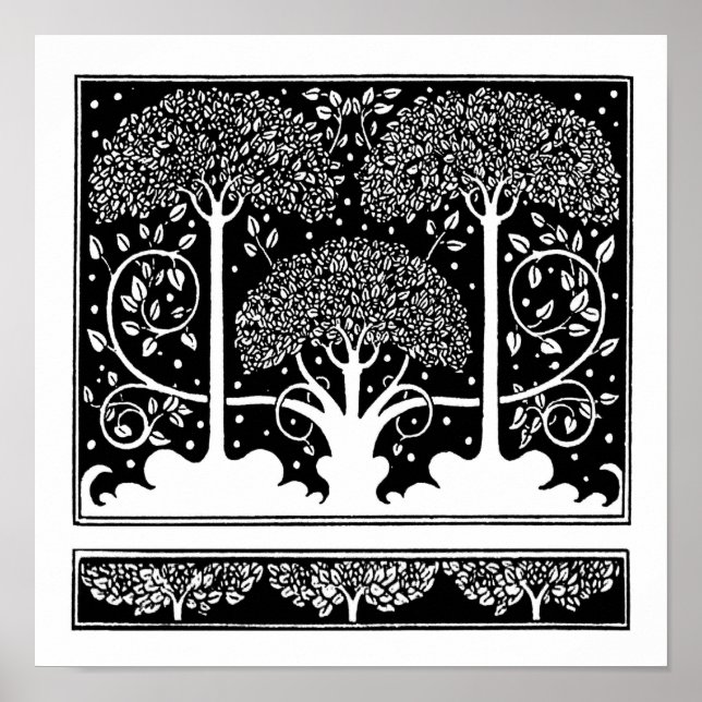Art Nouveau Vintage Tree Pattern Poster (Front)