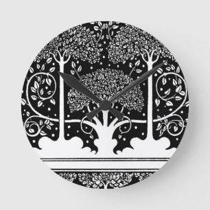 Art Nouveau Vintage Tree Pattern Round Clock