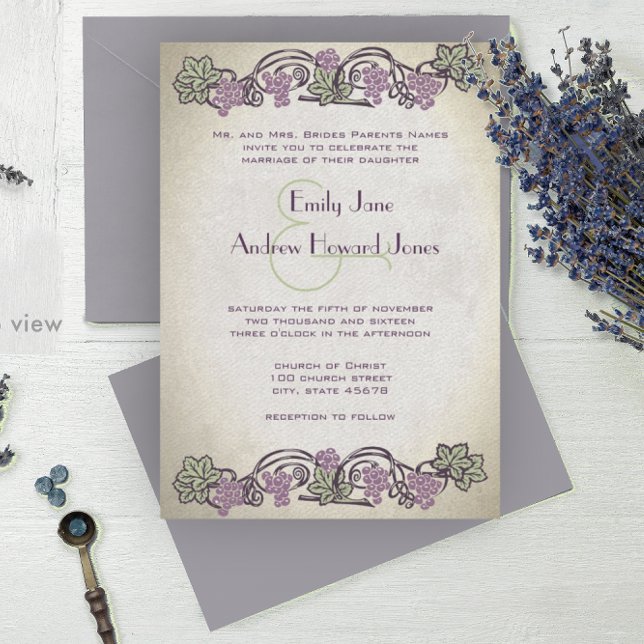 Art Nouveau Vintage Vineyard Wedding Invitation (Creator Uploaded)