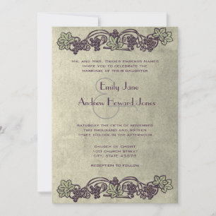 Art Nouveau Vintage Vineyard Wedding Invites