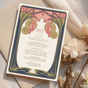 Art Nouveau Vintage Wedding Details Card with Tree