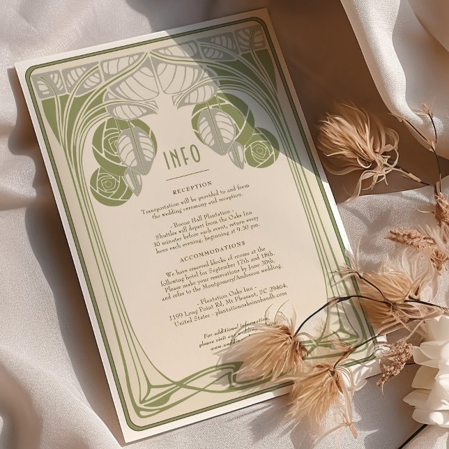 Art Nouveau Vintage Wedding Info Card Mackintosh (Creator Uploaded)