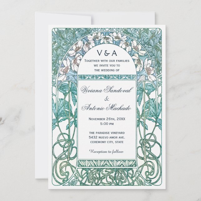 Art Nouveau Vintage Wedding Invitations VI (Front)