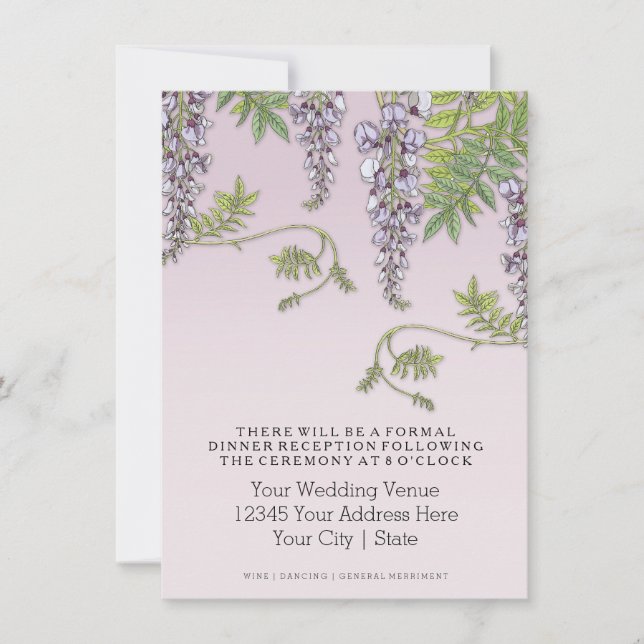 Art Nouveau Vintage Wisteria Floral Rehearsal Invitation (Front)