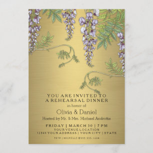 Art Nouveau Vintage Wisteria Floral Rehearsal Invitation