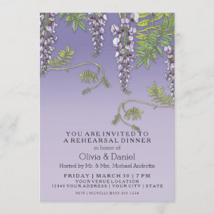 Art Nouveau Vintage Wisteria Floral Rehearsal Invitation