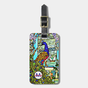 Art Nouveau VintageTiffany Stained Glass Peacock Luggage Tag