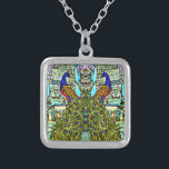 Art Nouveau VintageTiffany Stained Glass Peacock Silver Plated Necklace<br><div class="desc">Colourful vintage artwork. A love gift.</div>