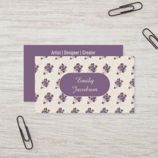 Art Nouveau Violet Floral Pattern Business Card
