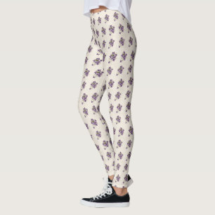 Art Nouveau Violet Floral Pattern Leggings