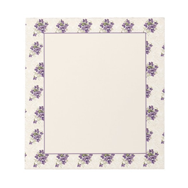Art Nouveau Violet Floral Pattern Notepad (Front)