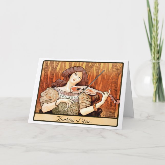 Art Nouveau Violin Girl Card (Front)