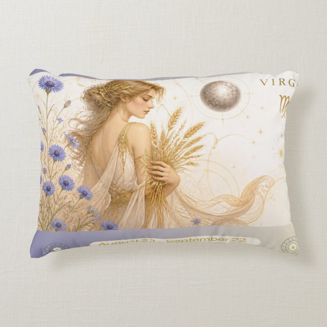 Art Nouveau Virgo Decorative Throw Pillow (Front)