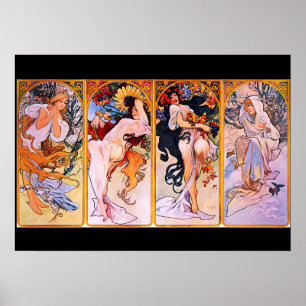 Art Nouveau vivid colours 4 Seasons Women Poster