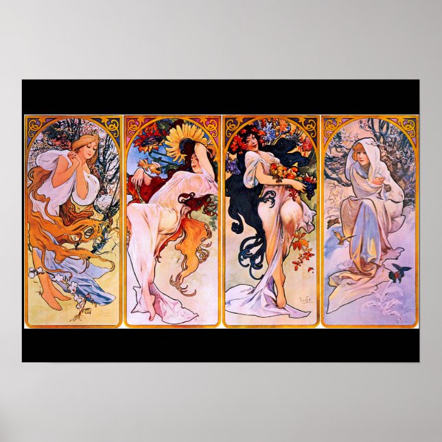 Art Nouveau vivid colours 4 Seasons Women   Poster (Front)