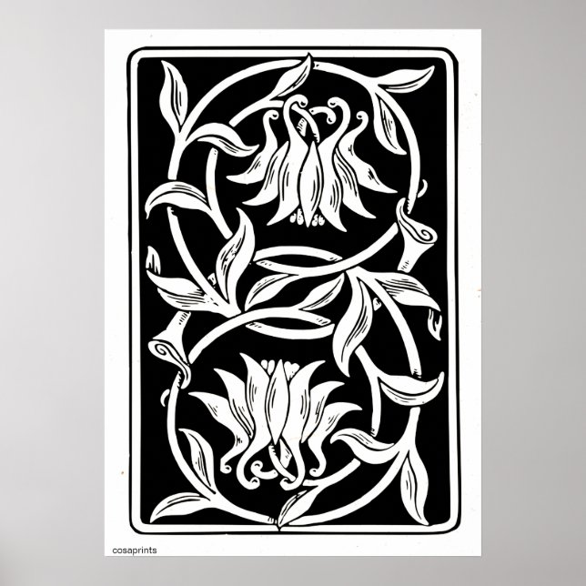 Art nouveau wall art flowers silhouette poster (Front)