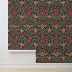 Art Nouveau Warm Tone Floral Wallpaper