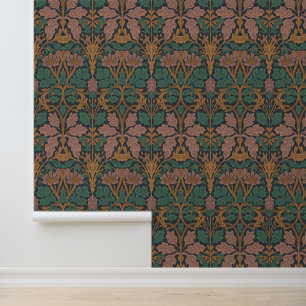 Art Nouveau Warm Tone Floral Wallpaper