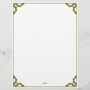Art Nouveau watercolor green leaves Custom Letterhead