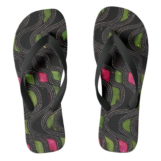 Art Nouveau Wave Pattern Flip Flops (Footbed)