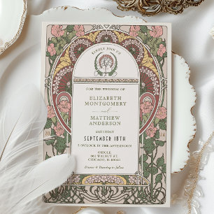 Art Nouveau Wedding Botanical Invitation