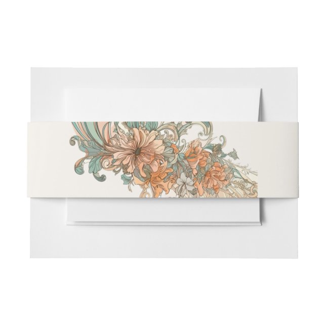 Art Nouveau Wedding Enclosure Invitation Belly Band (Front Example)