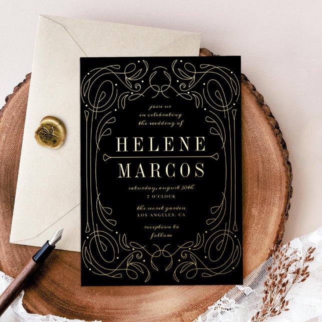 Art Nouveau Wedding Flowing Linework Black Gold (Creator Uploaded)