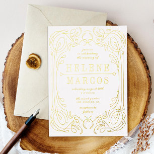 Art Nouveau Wedding Flowing Linework Gold