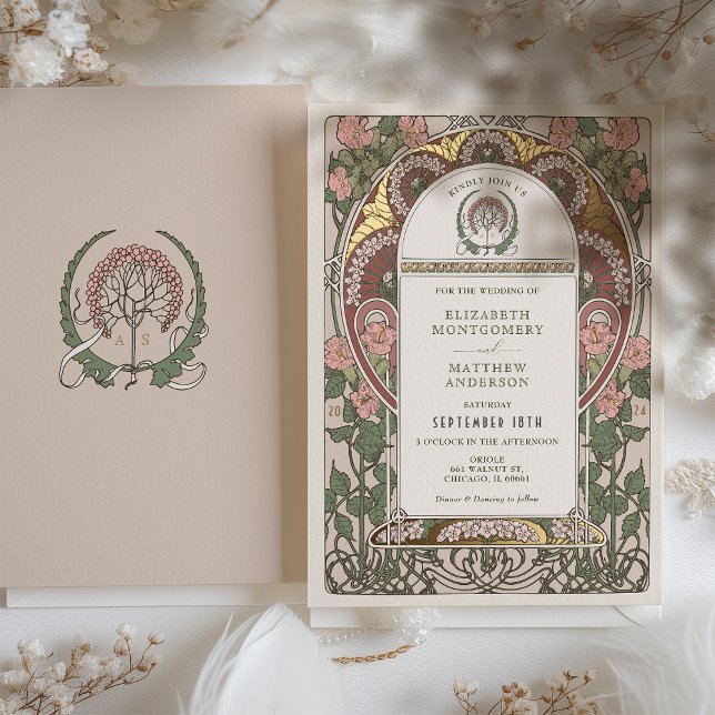 Art Nouveau Wedding Gold Accents Botanical (Creator Uploaded)
