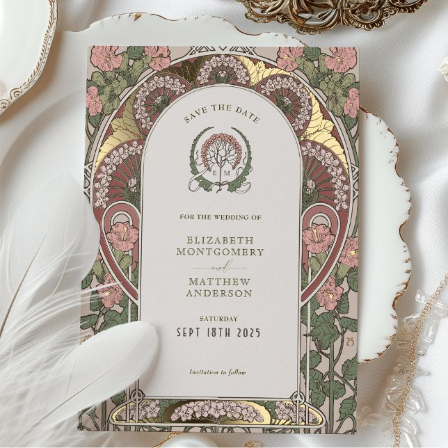 Art Nouveau Wedding Gold Accents Save the Date (Creator Uploaded)