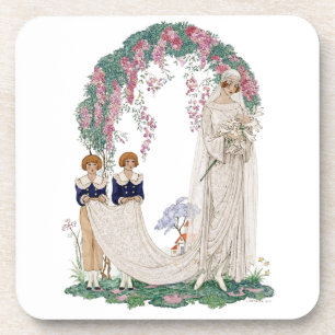 Art Nouveau Wedding Illustration – Vintage Bridal Coaster
