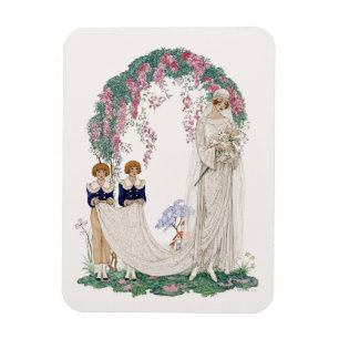 Art Nouveau Wedding Illustration – Vintage Bridal  Magnet